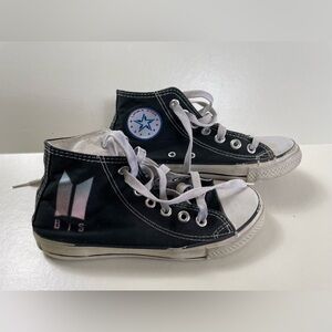 Bts K Pop Sneakers Women’s 37 6.5 Korean Boy Band Black High Top Shoes Used Cond